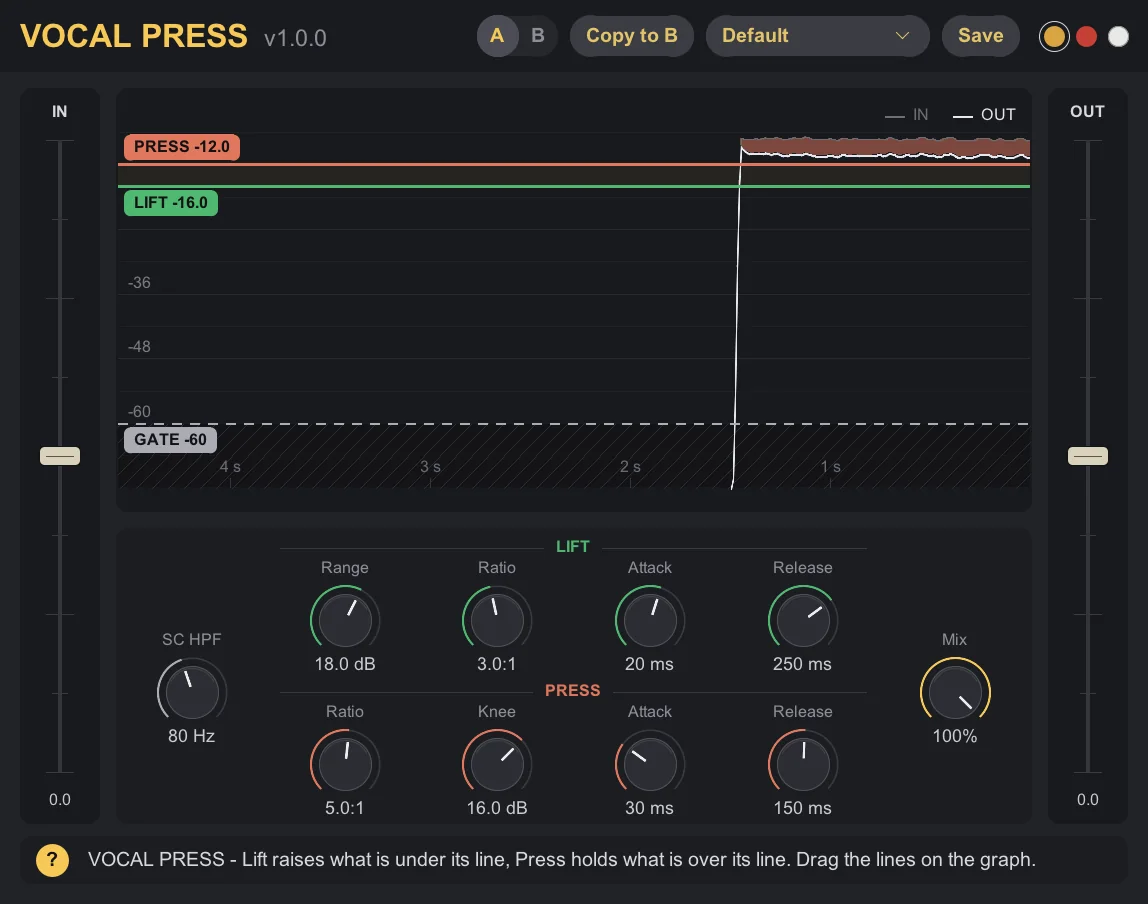 Окно плагина Vocal Press